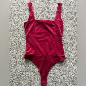 Forever21 Velvet Burgundy One Piece Bodysuit